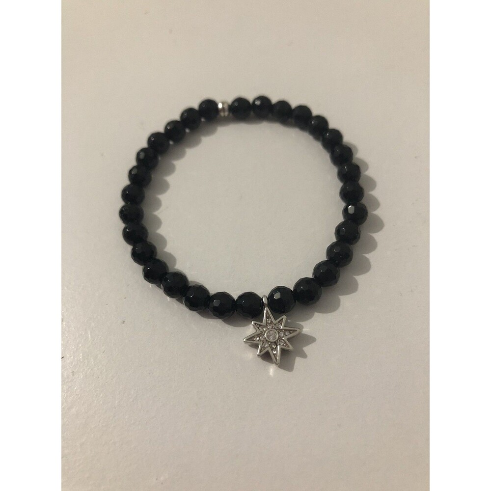 Brighton Enchanting Black Beaded Crystal Star Stretch Charm Bracelet